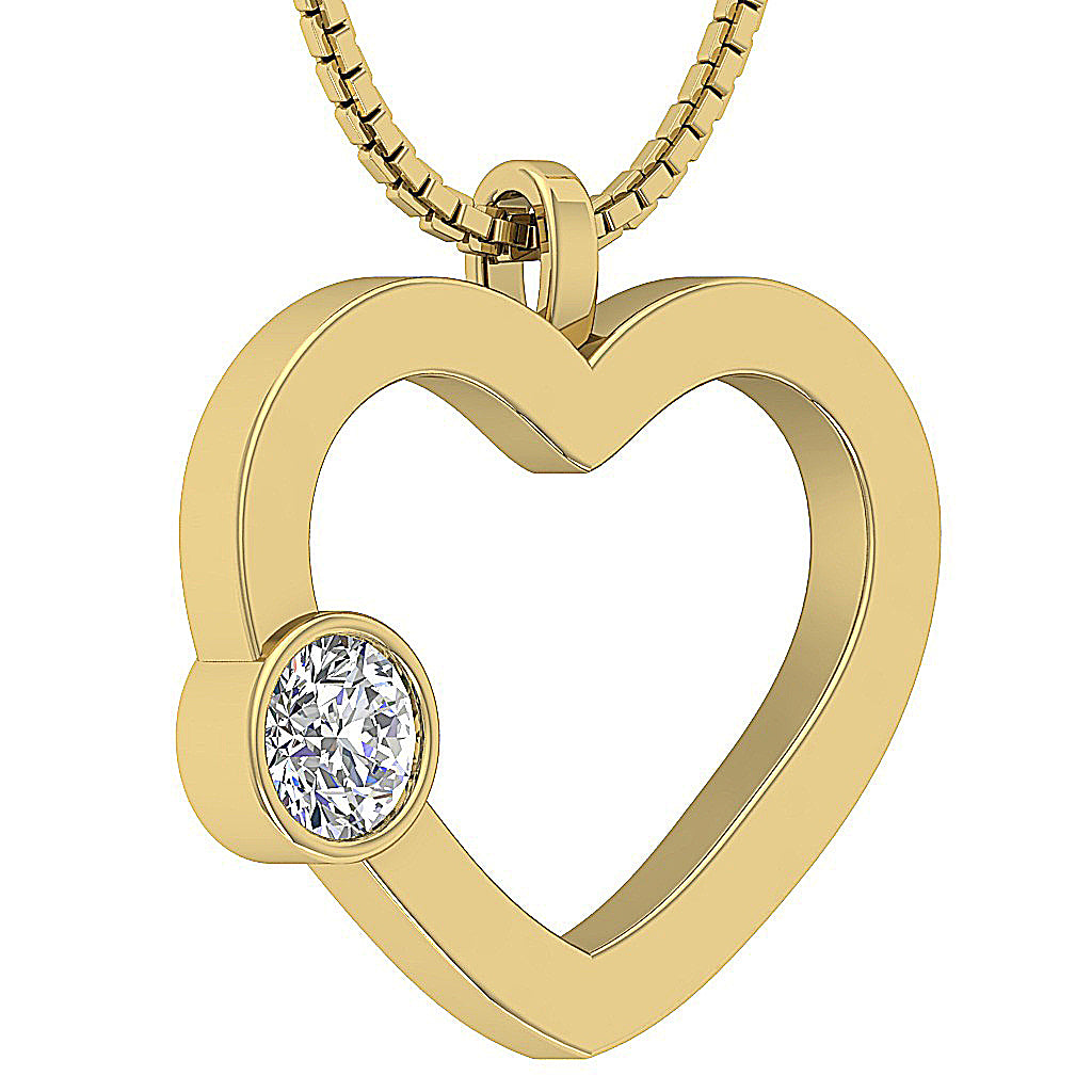 14kYellowGoldNaturalCutDiamondHeartPendant