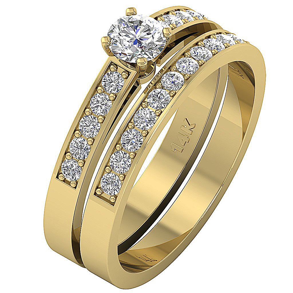 14kYellowGoldGenuineDiamondBridalRingSet