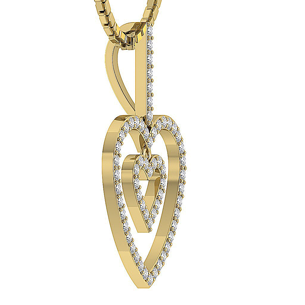 14kYellowGoldRoundCutDiamondHeartPendant