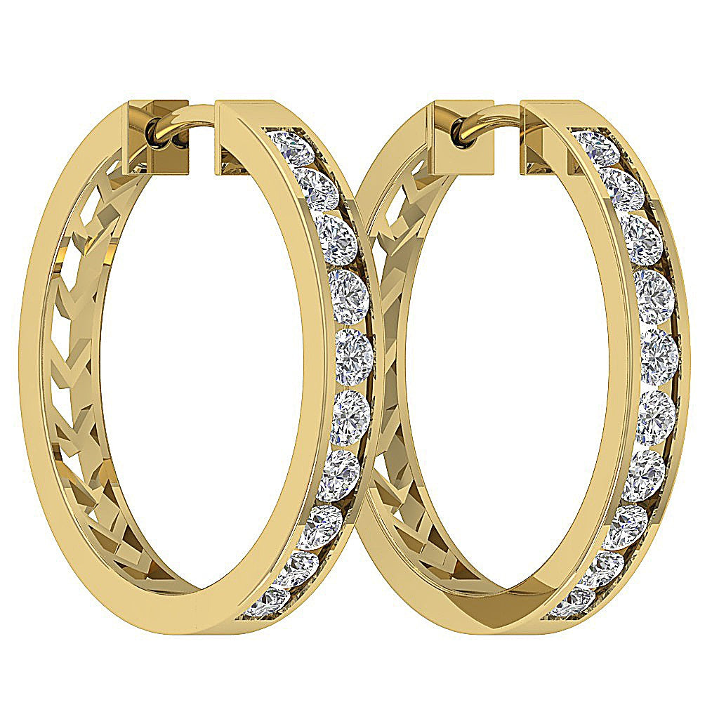 14kYellowGoldRoundCutDiamondHoopsEarring
