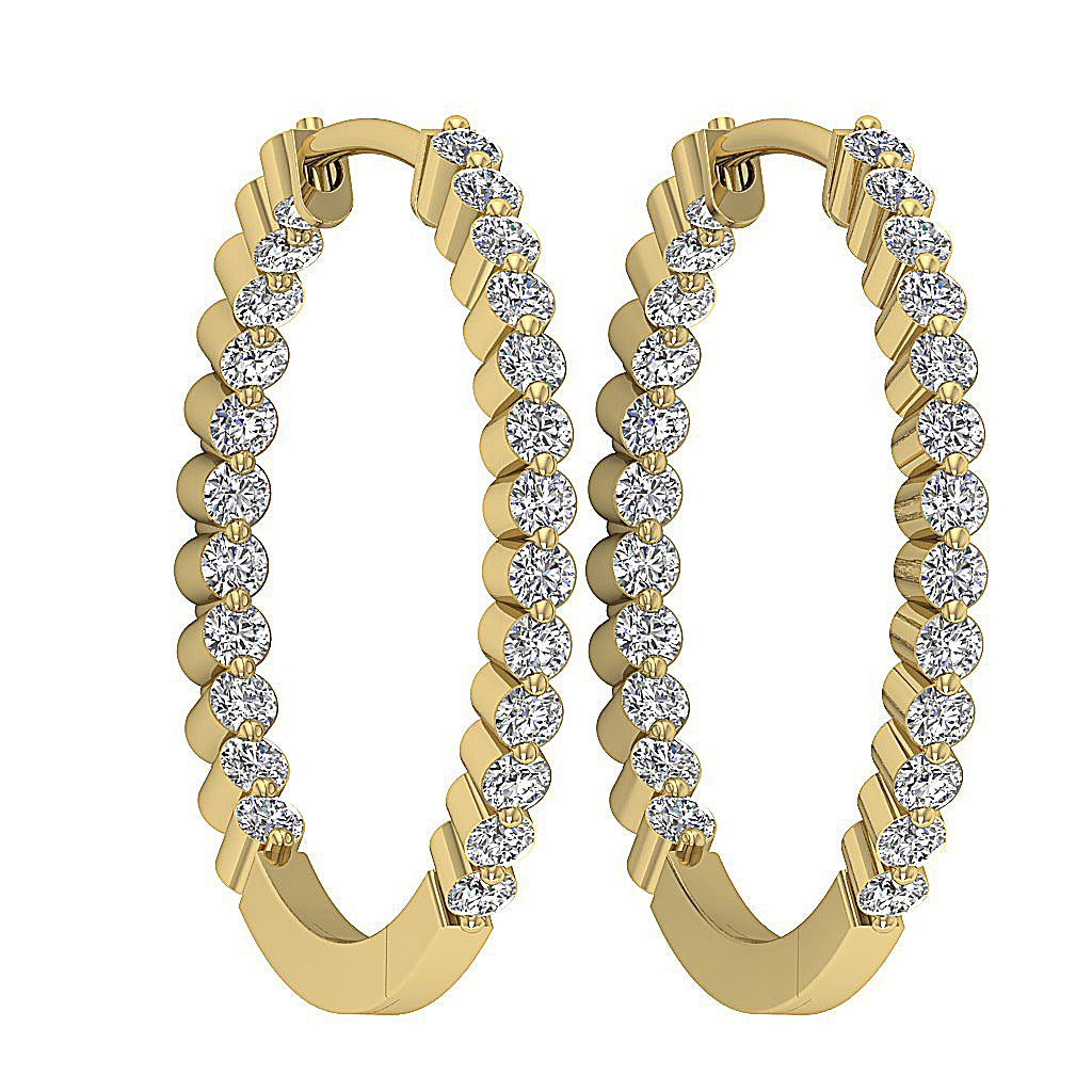 14kYellowGoldRoundCutDiamondHoopsEarring