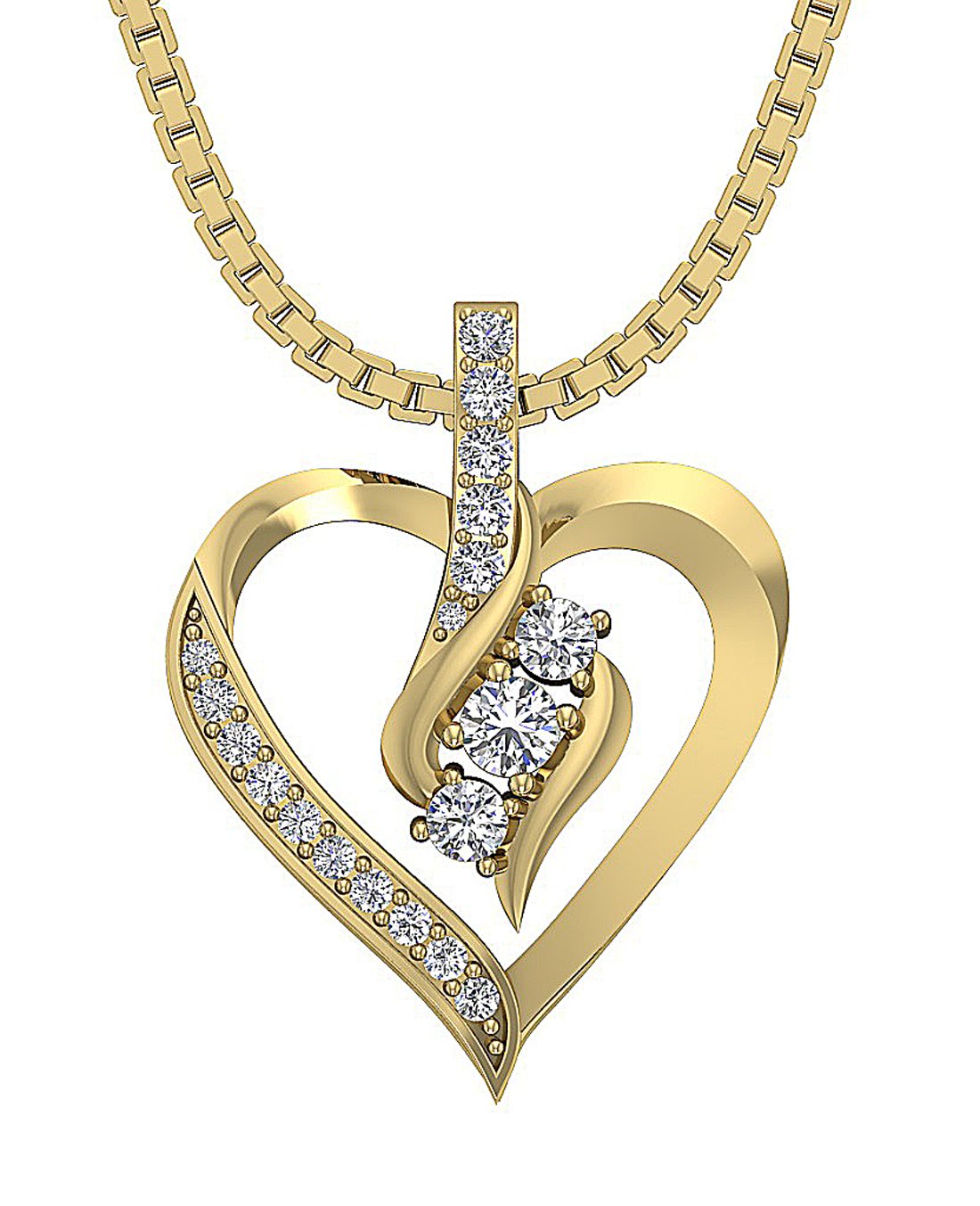 VVS1/VS1/SI1/I1 0.35 Ct Natural Diamond 14k/18k Gold Heart Shape Pendant