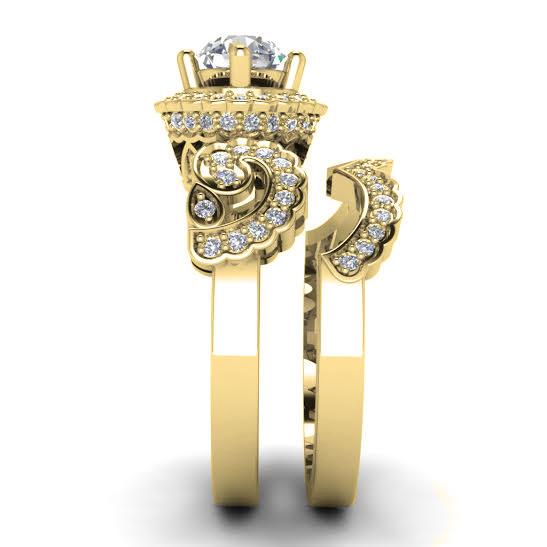 Designer Bridal Halo Wedding Ring Set I1 G 1.80Ct Genuine Diamond 14k White Yellow Rose Gold