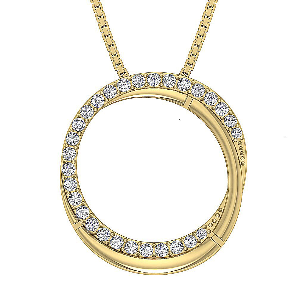 Circle Shape Anniversary Pendants Round Diamond VVS1/VS1/SI1/I1 0.50 Ct 14k/18k Solid Gold Prong Set