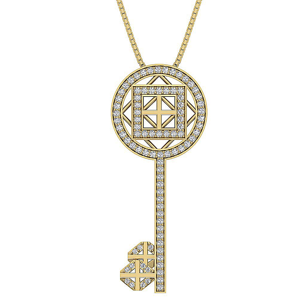 SI1/I1 G 0.65 Carat Key Shape Pendants 14k/18k Solid Gold Genuine Diamonds