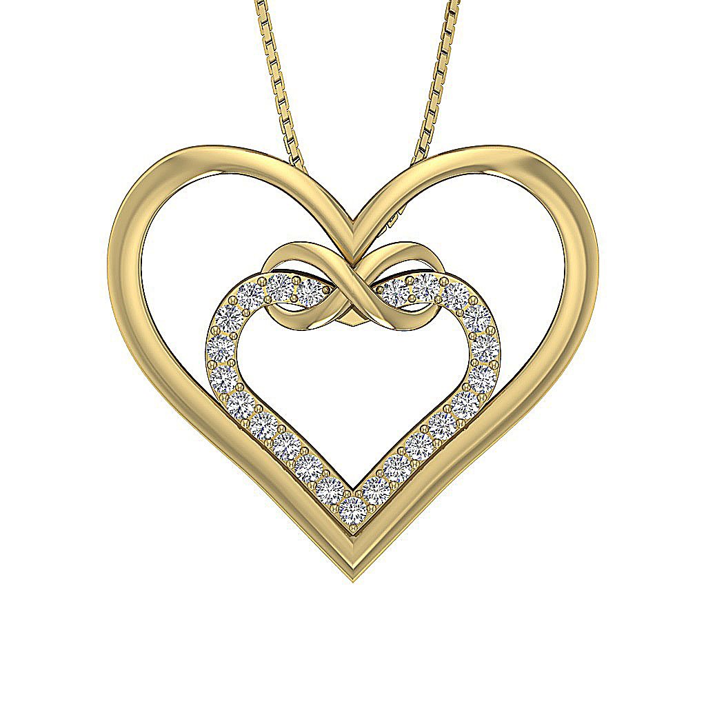 14k/18k Gold Heart Shape Pendants VVS1/VS1/SI1/I1 0.40 Carat Genuine Diamond