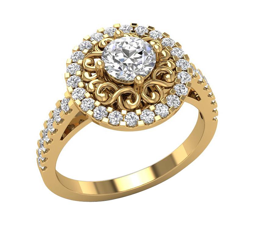 Round Diamond Solitaire Halo Anniversary Ring SI1 G 1.25 Carat 14k White Gold Prong Set