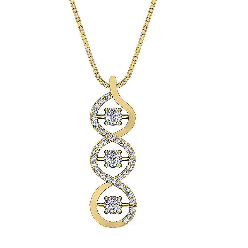 14k/18k Solid Gold Designer Fashion Pendants SI1/I1 G 1.40 Carat Round Diamond