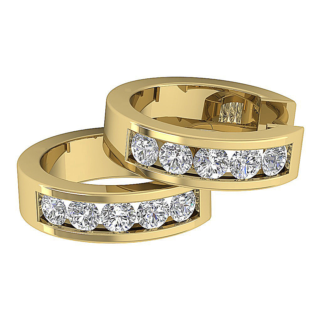 14kYellowGoldGenuineDiamondHoopsEarring