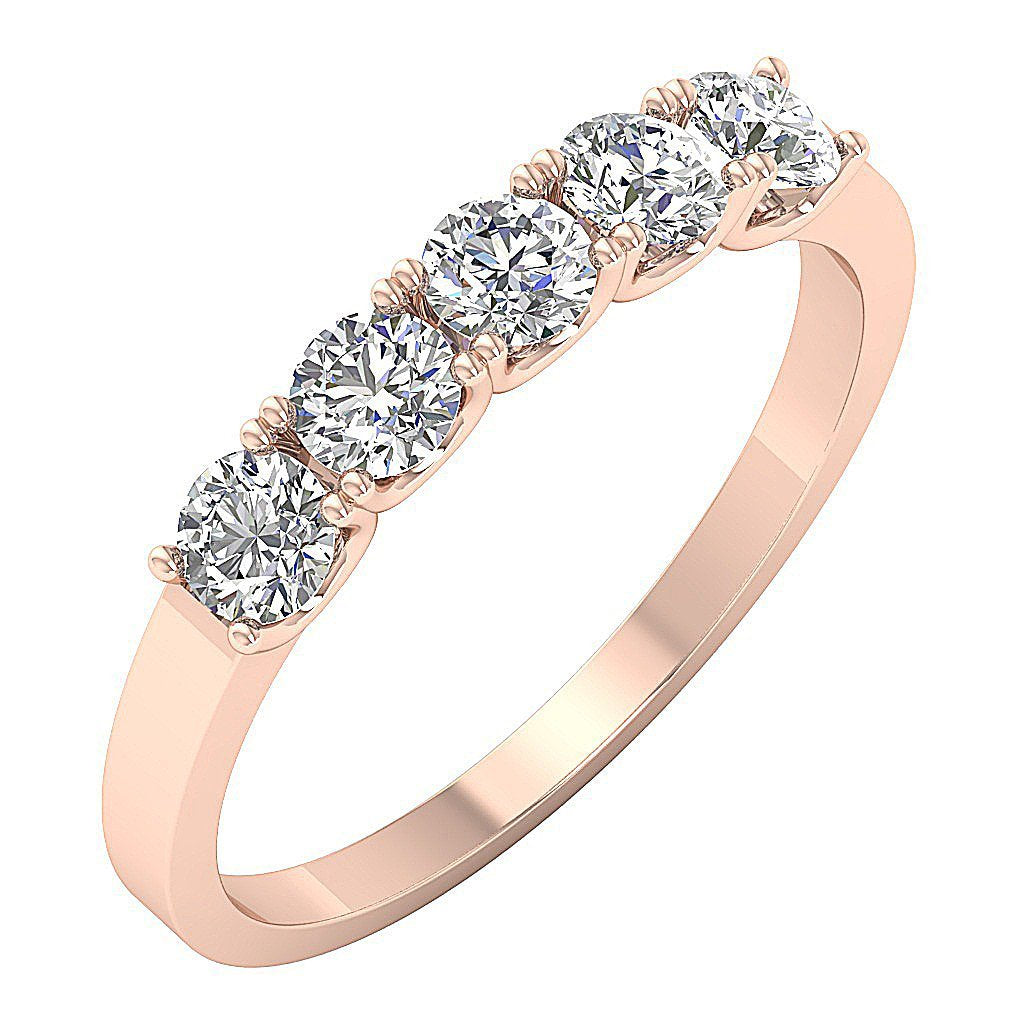 3.70 MM Five Stone Wedding Ring I1 G 1.00 Ct Genuine Diamond 14k Solid Gold Prong Set