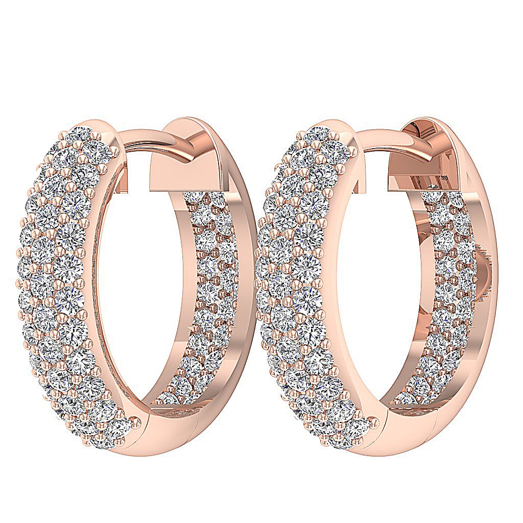 Prong Set Inside Outside Hoop Wedding Earrings Genuine Diamond SI1/I1 G 1.00 Ct 18k/14k White Yellow Rose Gold