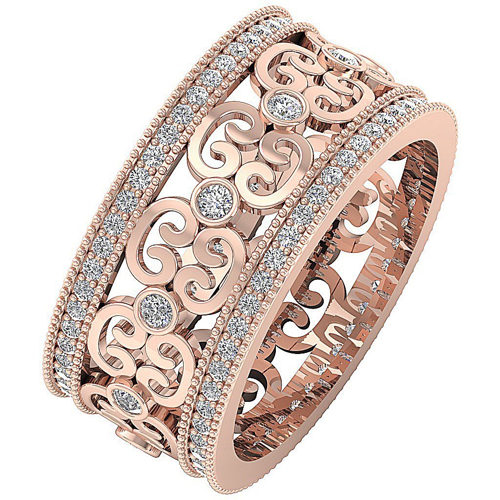 Eternity Engagement Ring I1 G 1.00 Ct 14k Solid Gold Natural Diamond Prong Bezel Set 10.20 MM