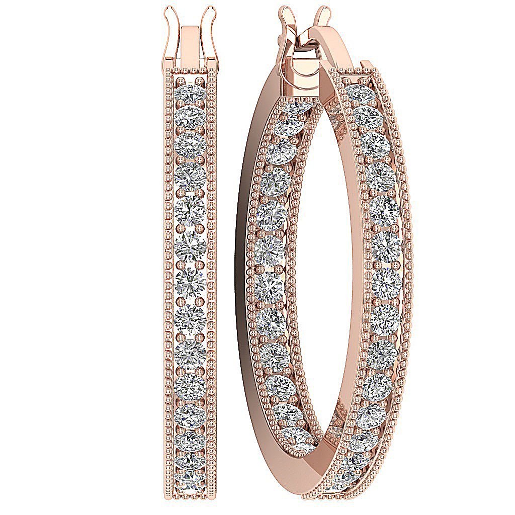 14k White Gold Natural Diamond Earring