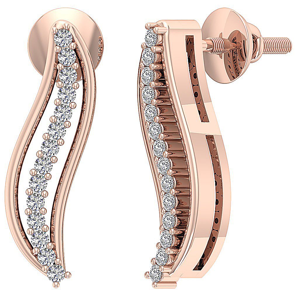 Prong Set Fashion Anniversary Earrings Round Diamond I1/SI1 G 0.15 Ct 18k/14k White Yellow Rose Gold
