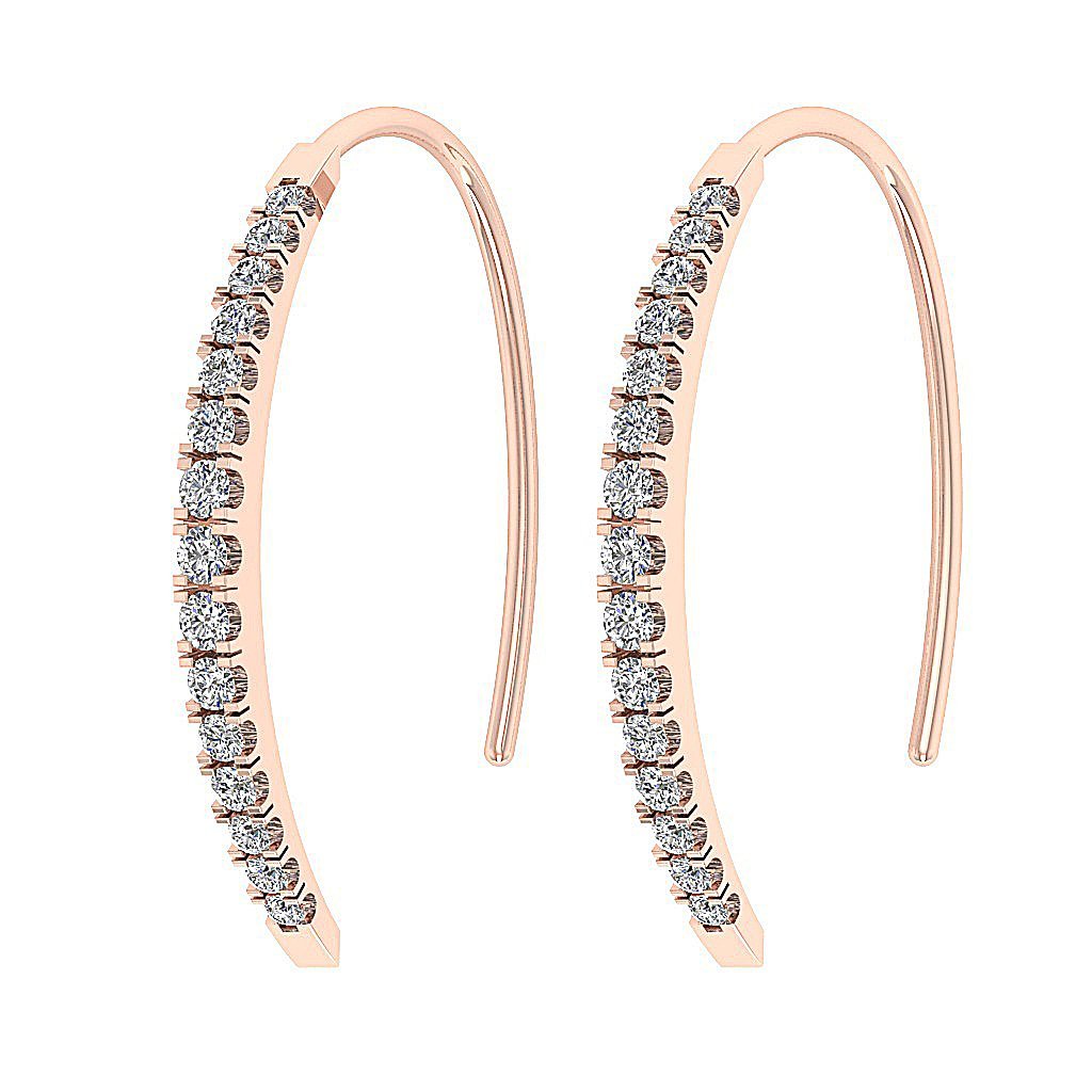 Dangle Wedding Earrings Genuine Diamond SI1/I1 G 0.40 Ct 18k/14k Solid Gold Prong Set