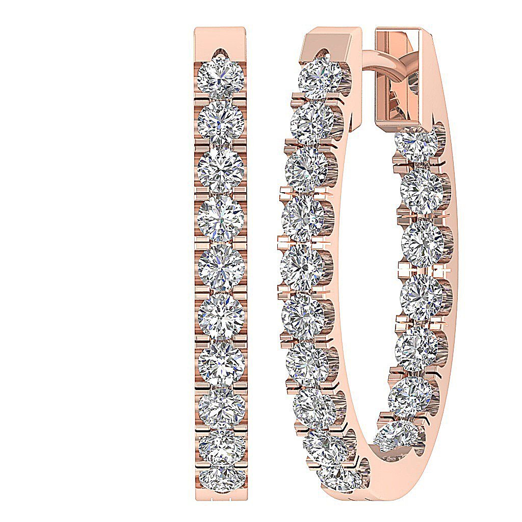 14k Rose Gold Genuine Diamond Earring