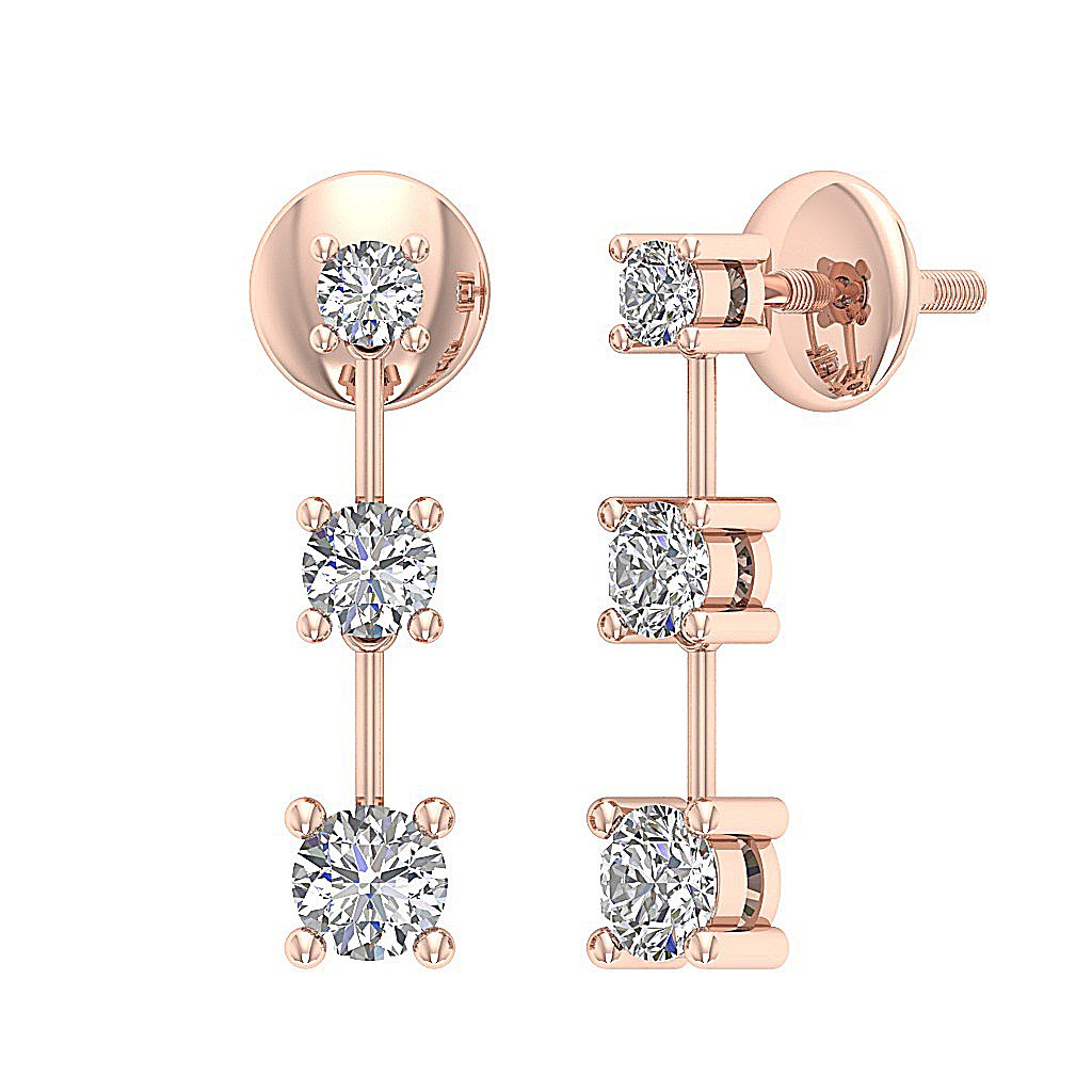 SI1/I1 G 0.55 Ct Dangle Engagement Earrings Natural Diamonds 18k/14k Yellow Gold Prong set