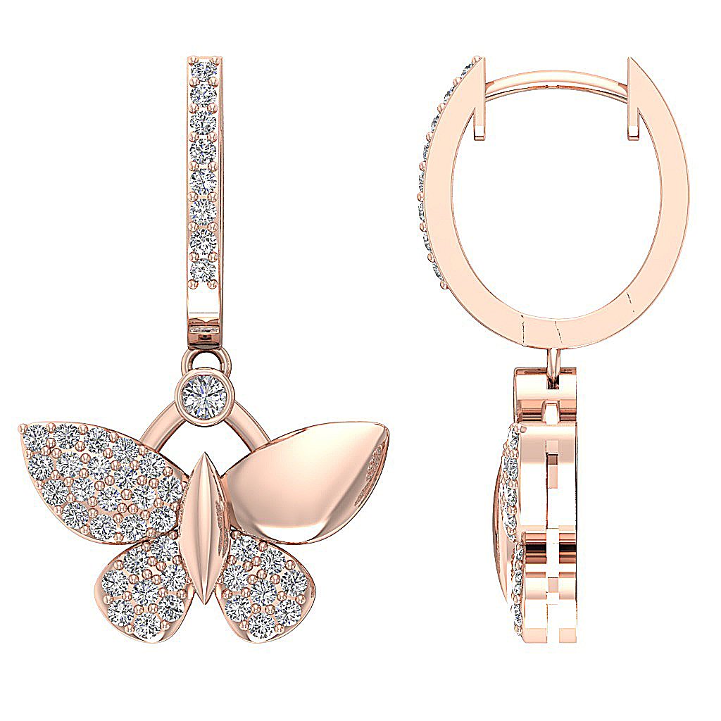 Prong Set Dangle Anniversary Earrings Round Diamond SI1/I1 G 0.60 Ct 18k/14k White Yellow Rose Gold