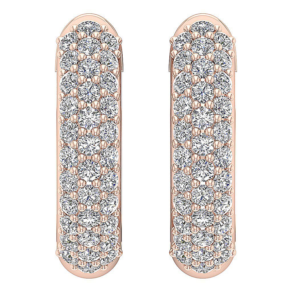 Prong Set Inside Outside Hoop Wedding Earrings Genuine Diamond SI1/I1 G 1.00 Ct 18k/14k White Yellow Rose Gold