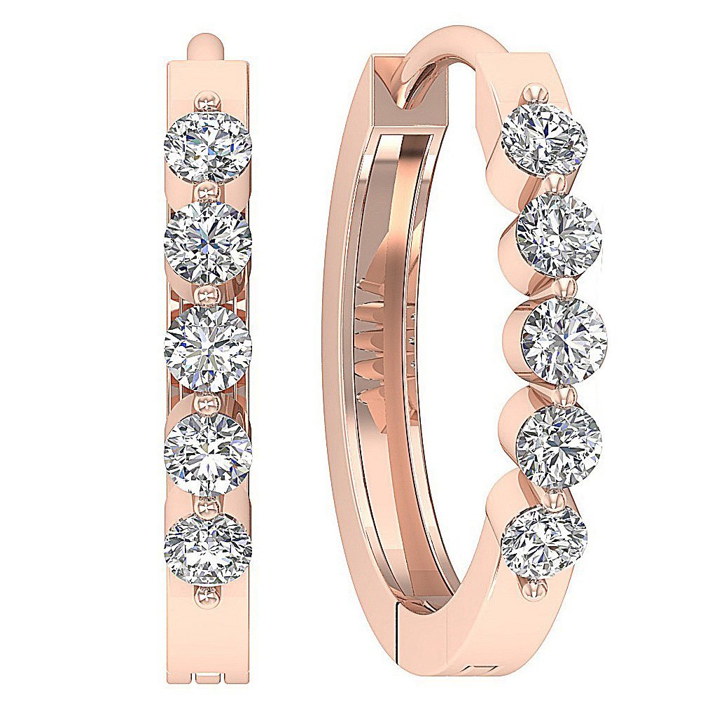 14k Rose Gold Natural Diamond Engagement Earring