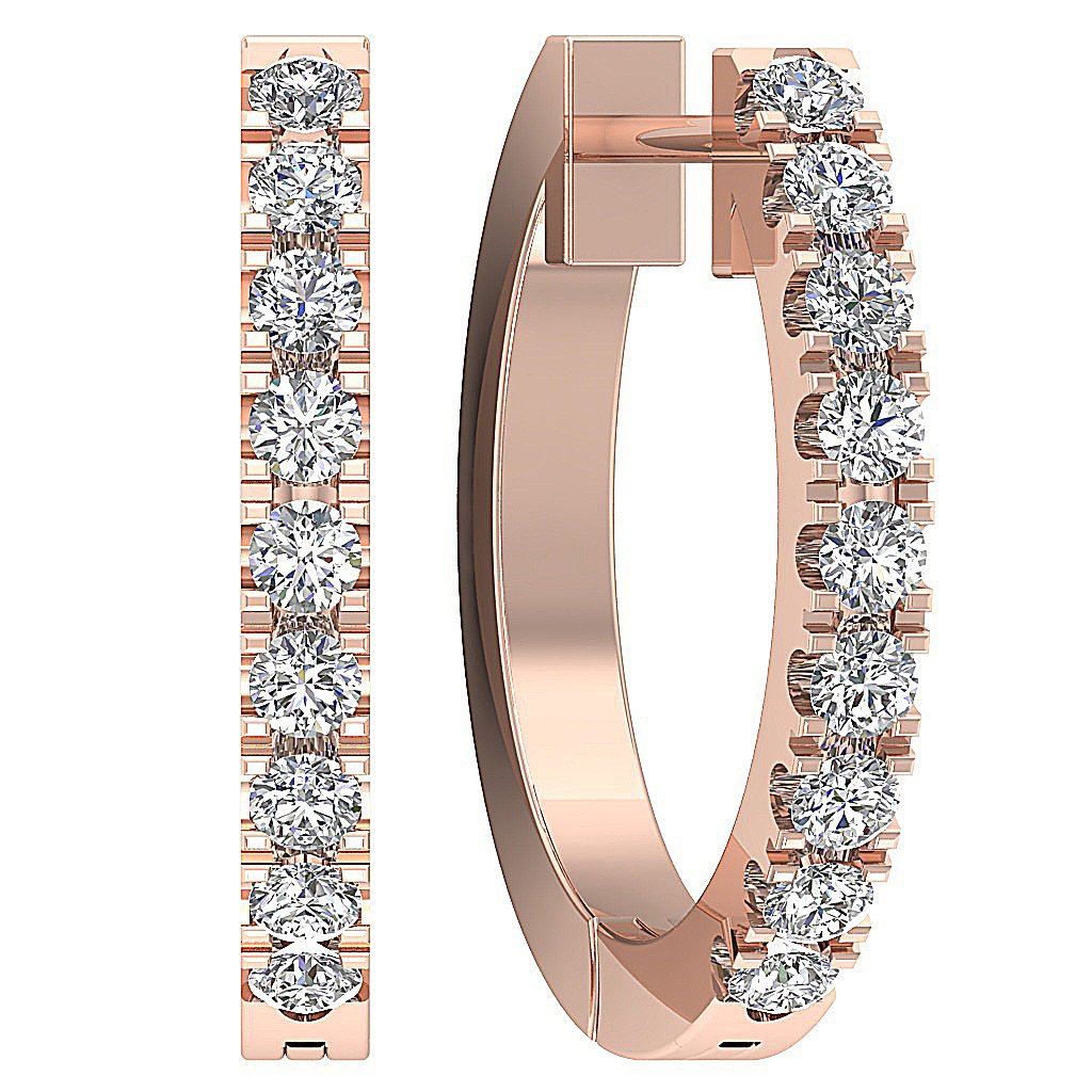 14k Rose Gold Genuine Diamond Earring