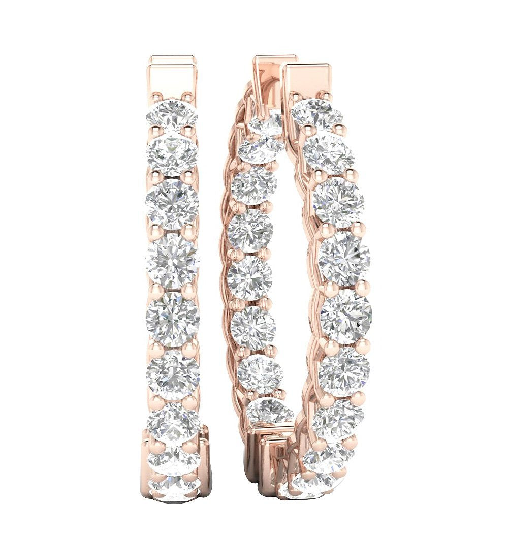 VVS1/VS1/SI1/I1 G 1.50 Ct Inside Outside Hoop Engagement Earrings 18k/14k Yellow Gold Natural Diamond Prong Set