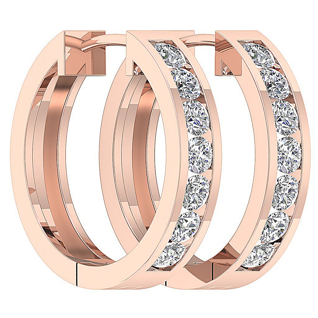14k Solid Gold Natural Diamond Hoops Earring