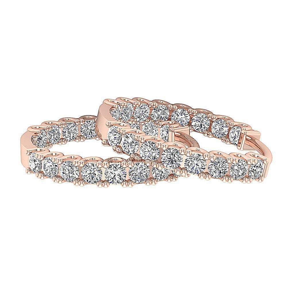 14kSolidGoldProngSetHoopsEarring