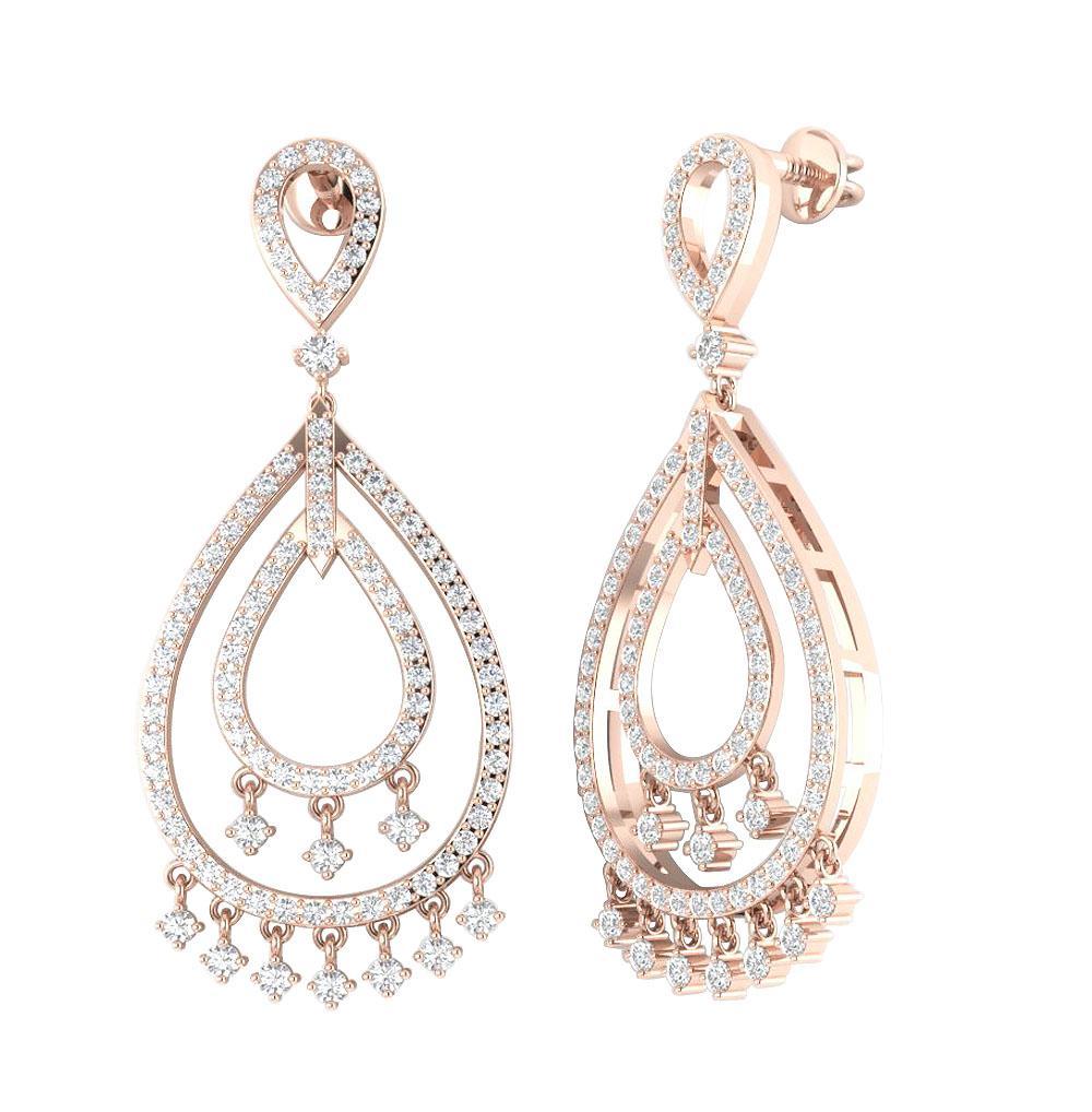 SI1/I1 G 1.75 Ct Chandelier Wedding Earrings Genuine Diamond 18k/14k Yellow Gold Prong Set