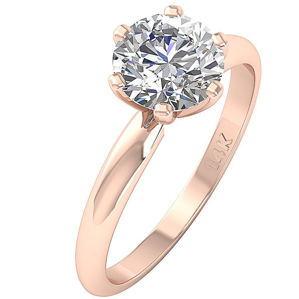 I1 G 1.90 Ct Designer Solitaire Wedding Ring Genuine Diamond 14K Rose Gold Prong Set