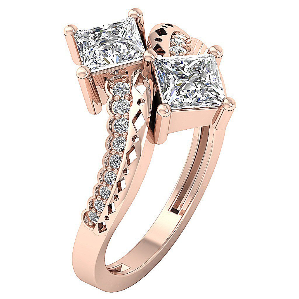 Natural Diamond Forever Us Two Stone Solitaire Engagement Ring I1 G 1.20 Ct Prong Set