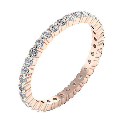 Genuine Diamond Stackable Eternity Wedding Ring SI1 G 1.30 Ct 14k White Gold Prong Set