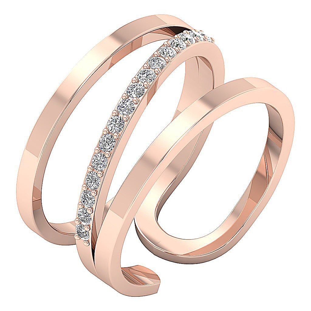 14k Rose Gold Designer Right Hand Wedding Ring Genuine Diamond SI1 G 0.25 Ct Prong Set