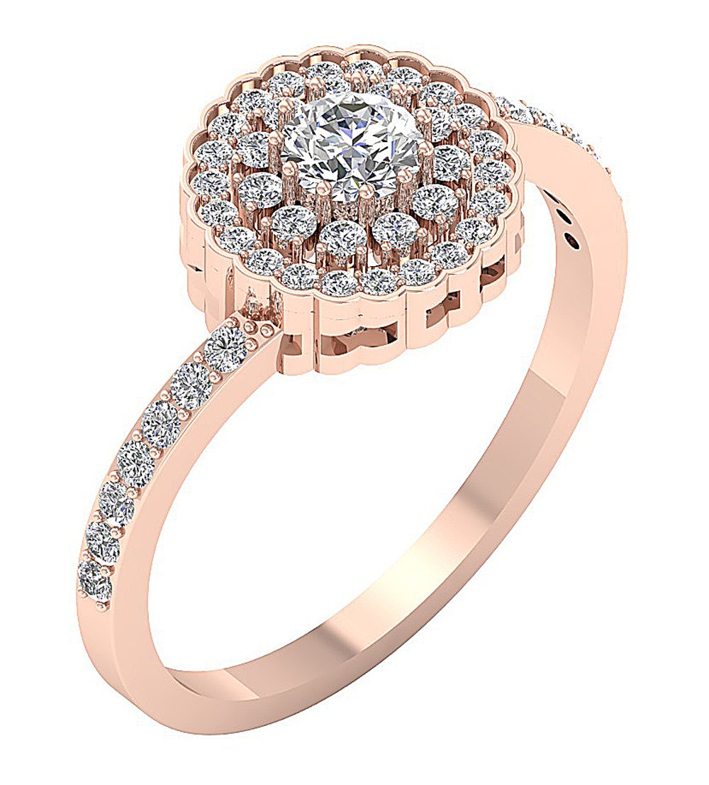Natural Diamond Double Halo Solitaire Engagement Ring I1 G 0.85 Ct 14k White Gold Prong Set