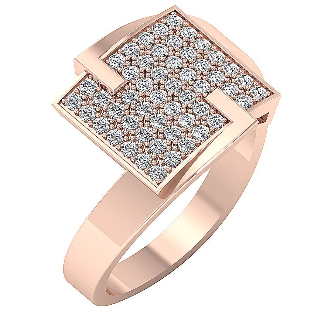 14k White Gold Designer Right Hand Anniversary Ring Round Diamond SI1 G 0.60 Ct Prong Set