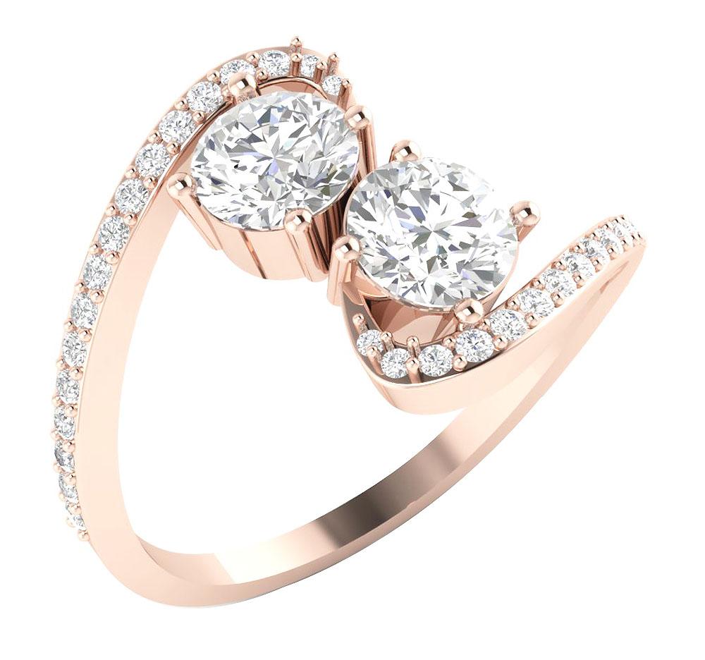 Prong Set Forever Us Two Stone Solitaire Anniversary Ring Round Diamond I1 G 1.60 Ct 14k White Gold