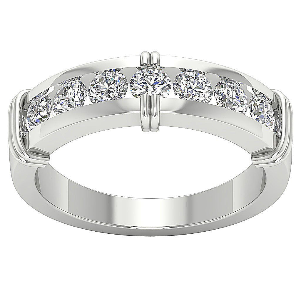 Mens Engagement Ring SI1/I1 G 1.10 Ct 14k Solid Gold Natural Diamond Channel Set Width 6.35MM