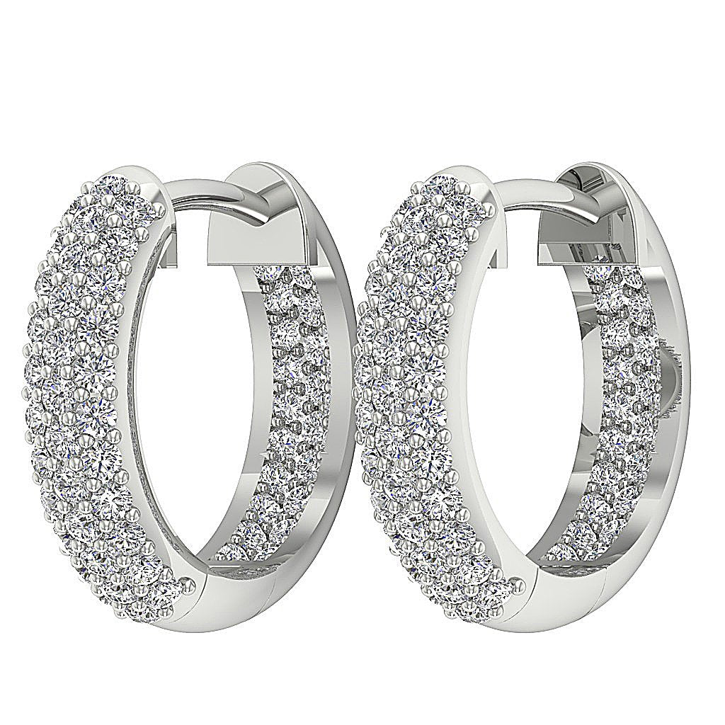 Prong Set Inside Outside Hoop Wedding Earrings Genuine Diamond SI1/I1 G 1.00 Ct 18k/14k White Yellow Rose Gold