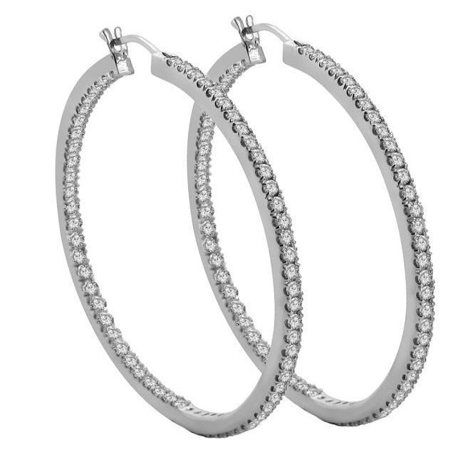 18k/14k Rose Gold Inside Outside Hoop Engagement Earrings Natural Diamond VVS1/VS1/SI1/I1 3.30 Ct Pave Set