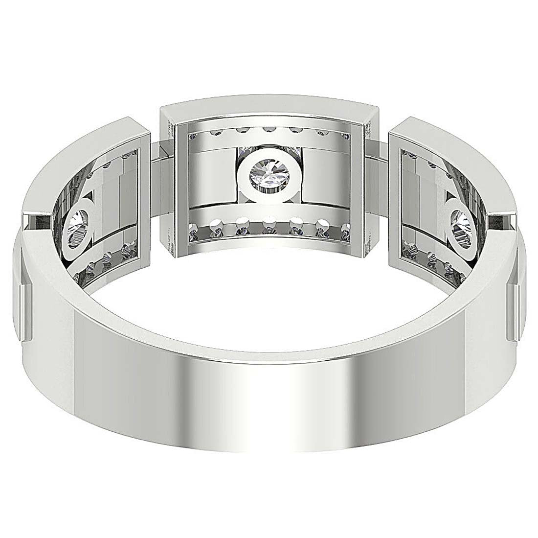 14k Solid Gold Natural Diamond Mens Anniversary Ring SI1/I1 G 0.85Ct Prong & Bar Set Width 7.45MM