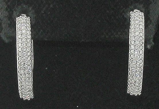 Pave Set Large Hoops Engagement Earrings Natural Diamond SI1/I1 G 1.00 Ct 18k/14k White Gold