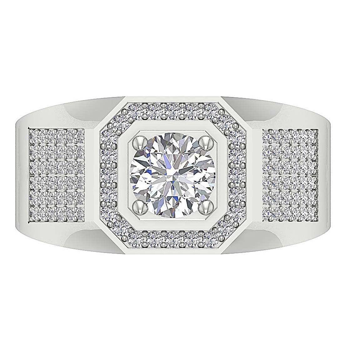 I1 G 1.65Ct 14k Solid Gold Mens Anniversary Ring Round Diamond Prong Set Width 12.00MM