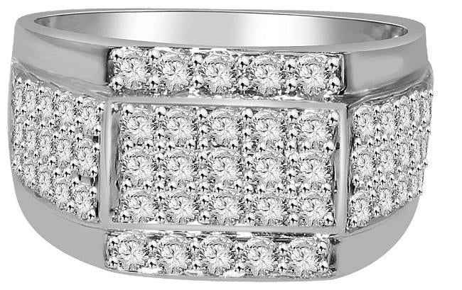SI1/I1 G 1.55Ct 14k Solid Gold Mens Wedding Ring Natural Diamonds Pave Set Width 11.40MM