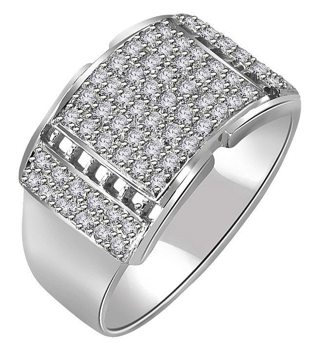 SI1/I1 G 0.70Ct 14k Solid Gold Natural Diamonds Mens Engagement Ring Pave Set Width 12.45MM
