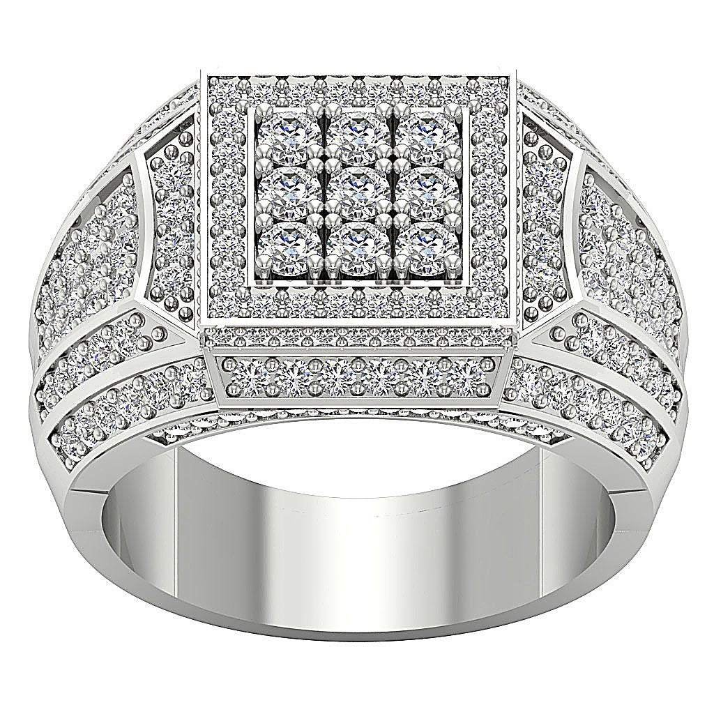 14k Solid Gold SI1/I1 G 2.55Ct Mens Wedding Ring Natural Diamond Prong Set Width 15.30MM