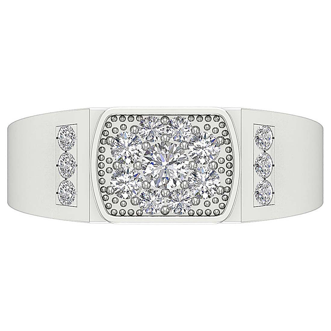 SI1/I1 G 0.90Ct 14k Solid Gold Mens Anniversary Ring Natural Diamond Prong Channel Set Width 8.60MM