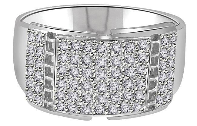 SI1/I1 G 0.70Ct 14k Solid Gold Natural Diamonds Mens Engagement Ring Pave Set Width 12.45MM