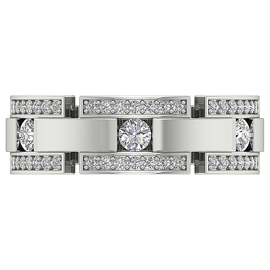 14k Solid Gold Natural Diamond Mens Anniversary Ring SI1/I1 G 0.85Ct Prong & Bar Set Width 7.45MM