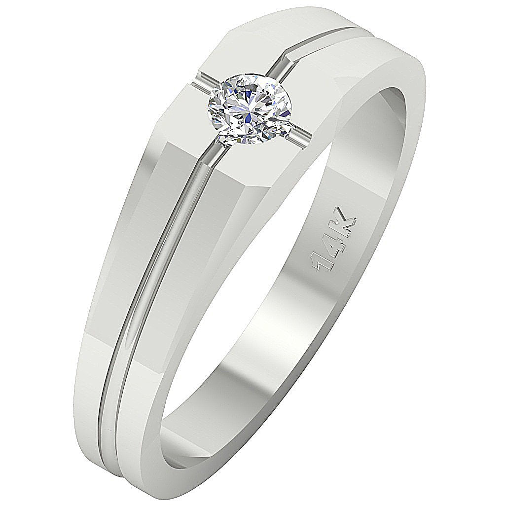 Bezel Set 14k Rose Gold SI1/I1 G 0.25 Ct Men Solitaire Anniversary Ring Round Diamond
