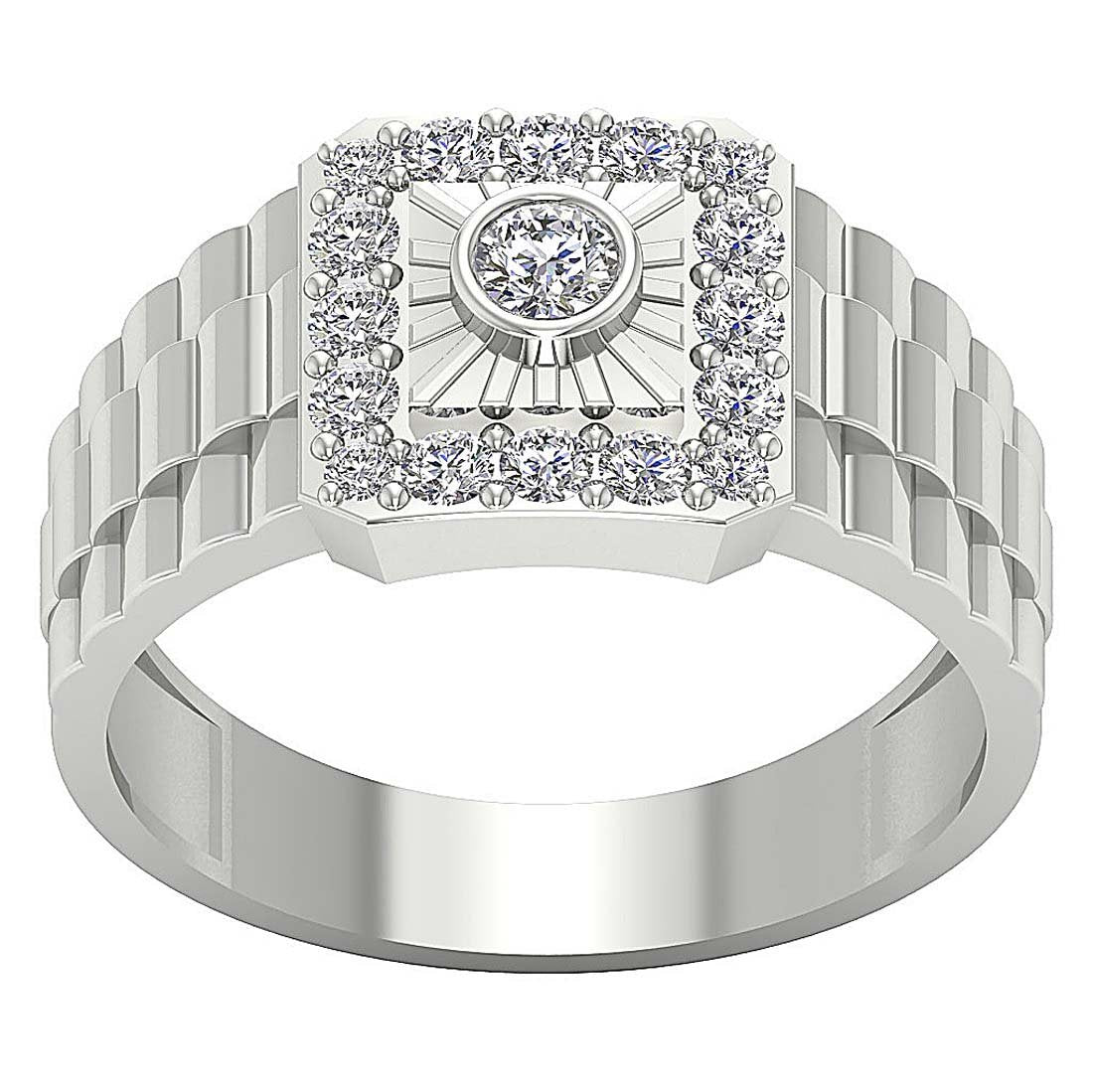 14k Yellow Gold SI1/I1 G 0.90 Ct Men Solitaire Anniversary Ring Round Diamond Bezel Set 11.85 MM